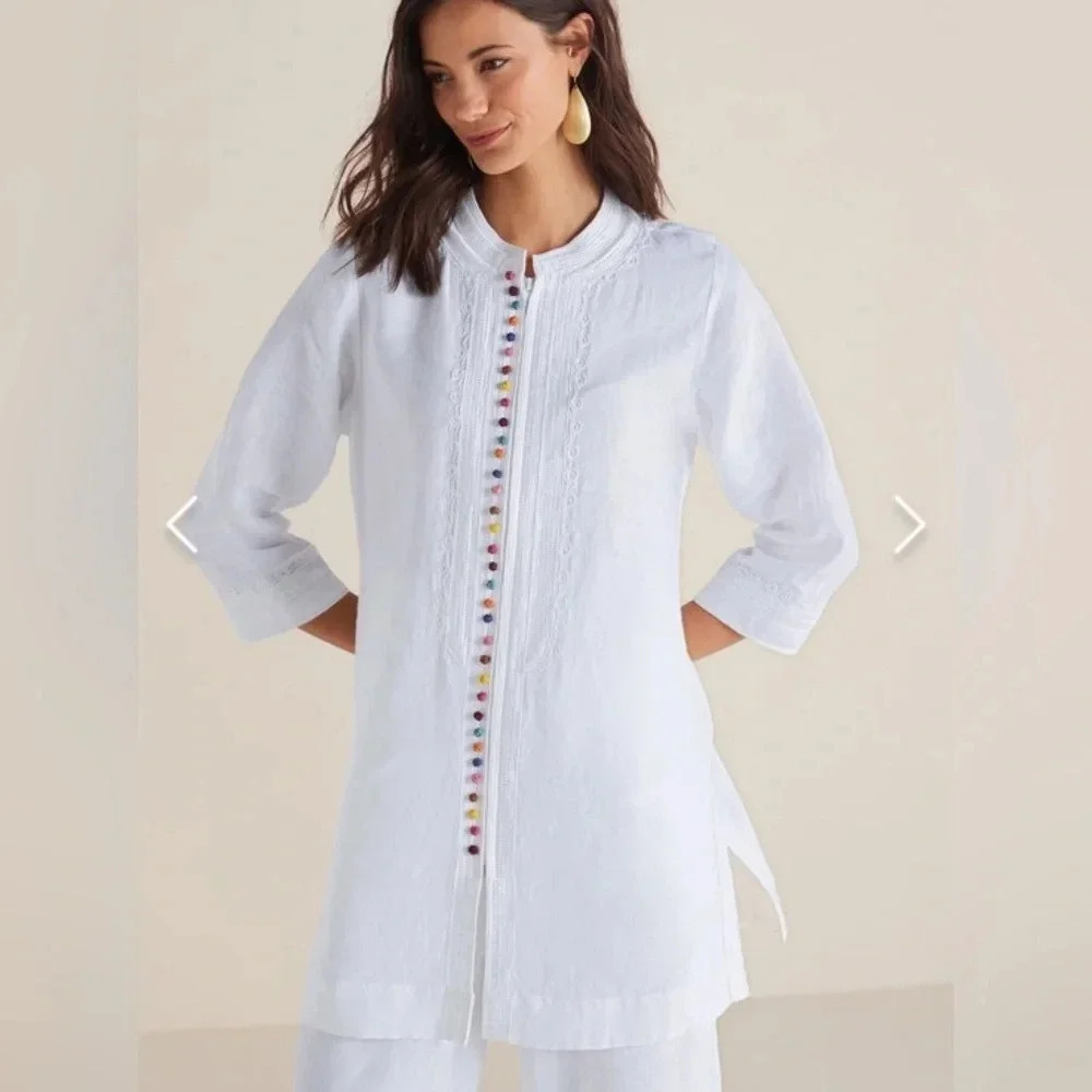 Soft Surroundings Petites Desert White Linen Tunic Size Xs